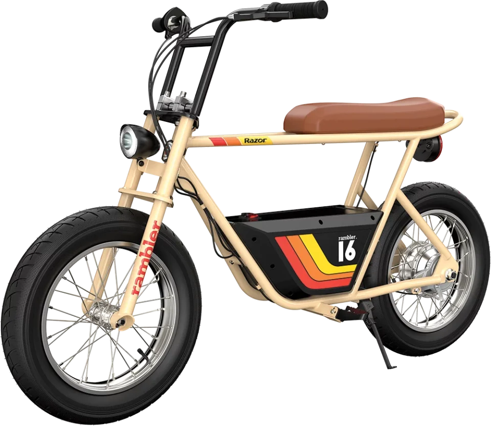 Silicone Razor Rambler 16 ﾨC 36V Seated Electric Scooter, up to 15 mph, Retro Style Minibike for Teen & Adult