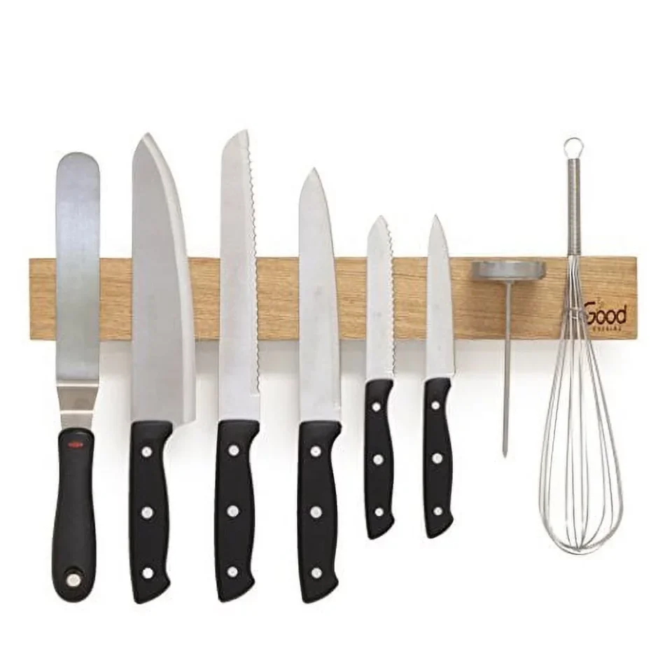 Portable Top-Rated Good Cooking Magnetic Knife Strip w XL 18 Design- Powerful Magnet Wooden Knife Rack