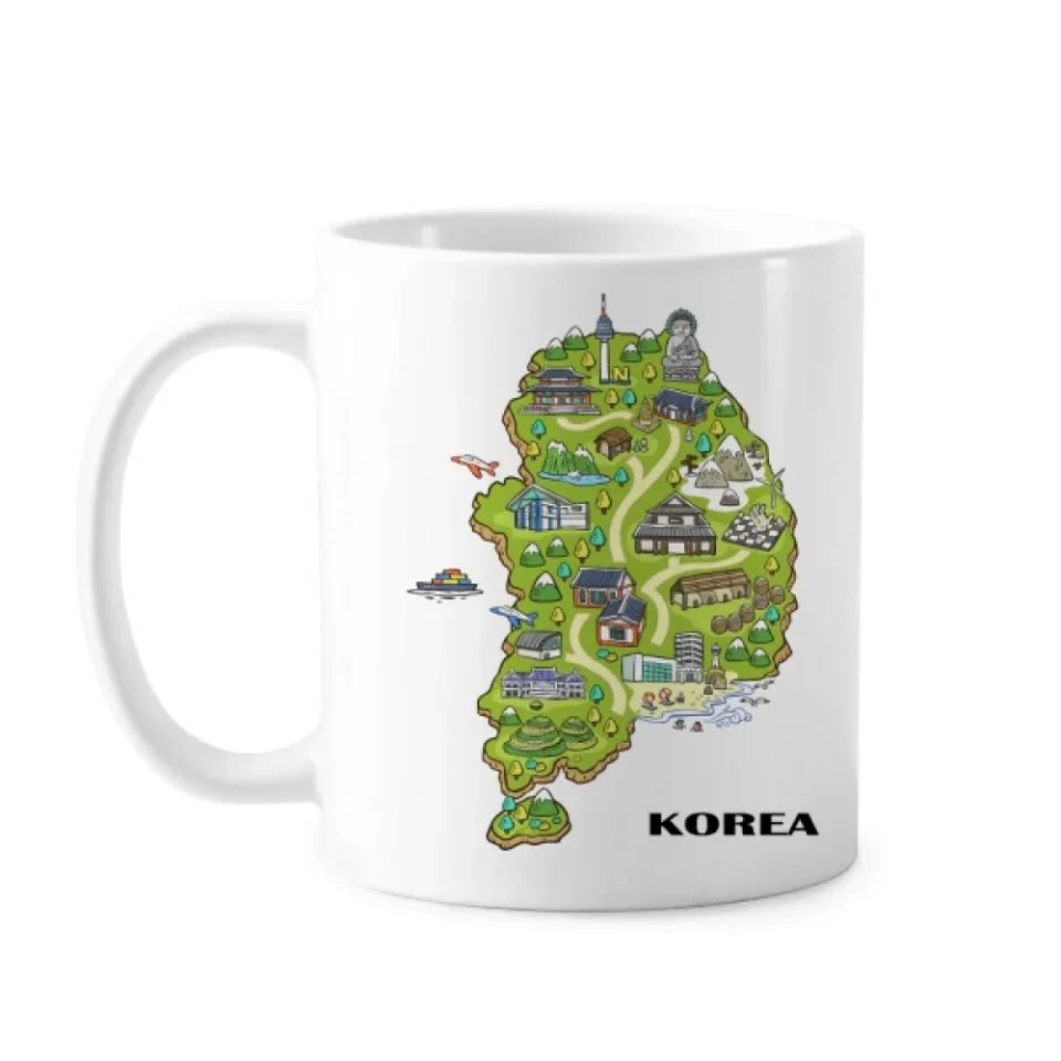 Supreme Office Map showing popular landmarks in Korea Mug Pottery Cerac Coffee Porcelain Cup Tableware