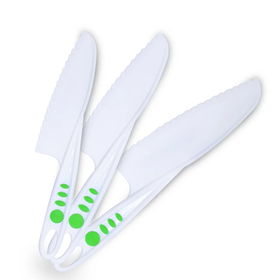 Ultimate Eco-Friendly Curious Chef 3-Piece Nylon Knife Set, Real Cooking Tools Made To Fit Kidsﾡﾯ Hands; Great Gift For Birthdays, Holidays And Other Special Occasions