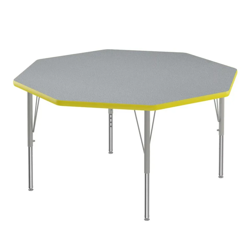 Supreme Correll Inc. Deluxe High-Pressure Top Activity Tables 48x48, OCTAGONAL GRAY GRANITE, SILVER MIST