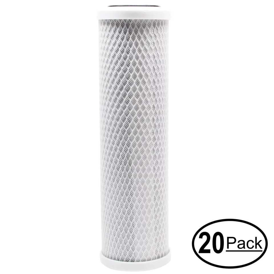 Core Glass 20-Pack Replacement for PurePro FS401P-DI Activated Carbon Block Filter - Universal 10 inch Filter for PurePro Aquarium RO/DI System - Denali Pure Brand