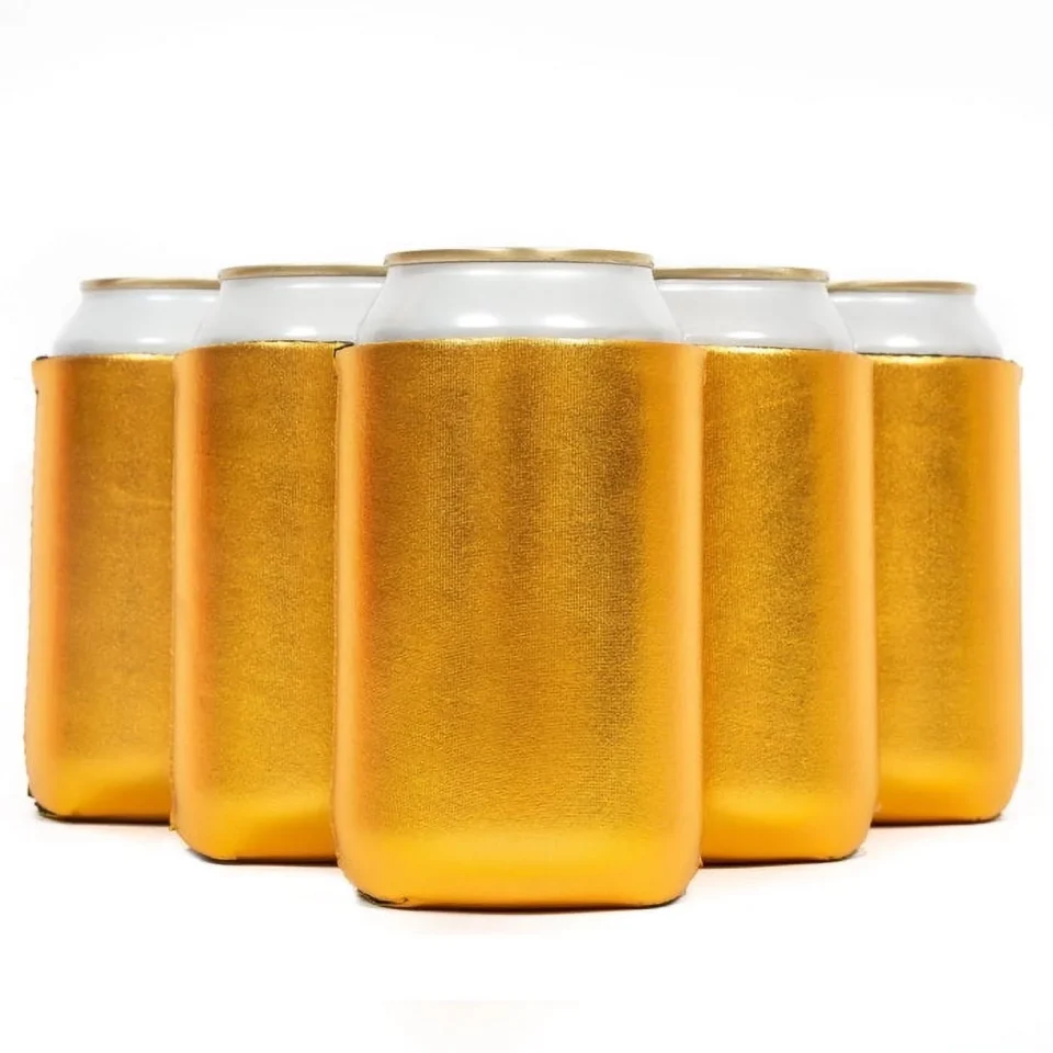 Safe Top-Rated QualityPerfection Can Cooler Sleeves,12oz Neoprene 4mm Thick - 12 Pack, Metallic Gold