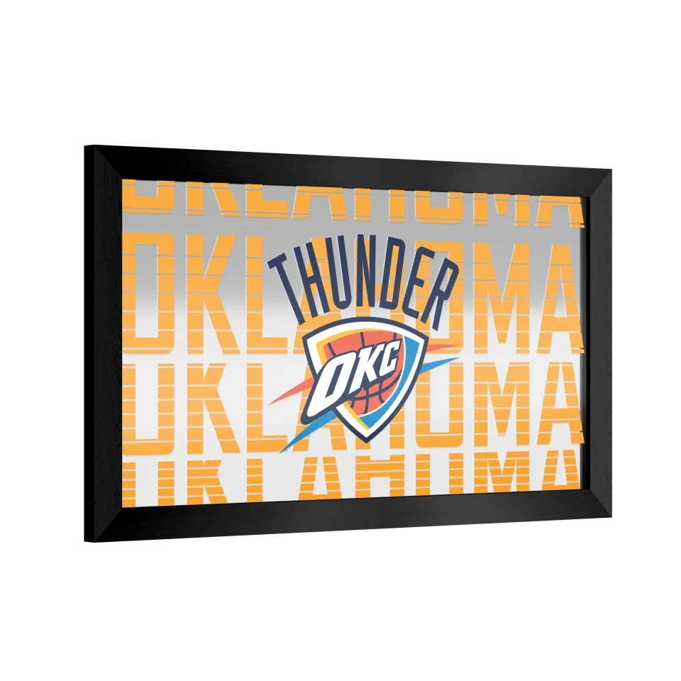 Cast Iron Oklahoma City Thunder City Ready-To-Hang Black Framed Wall Mirror