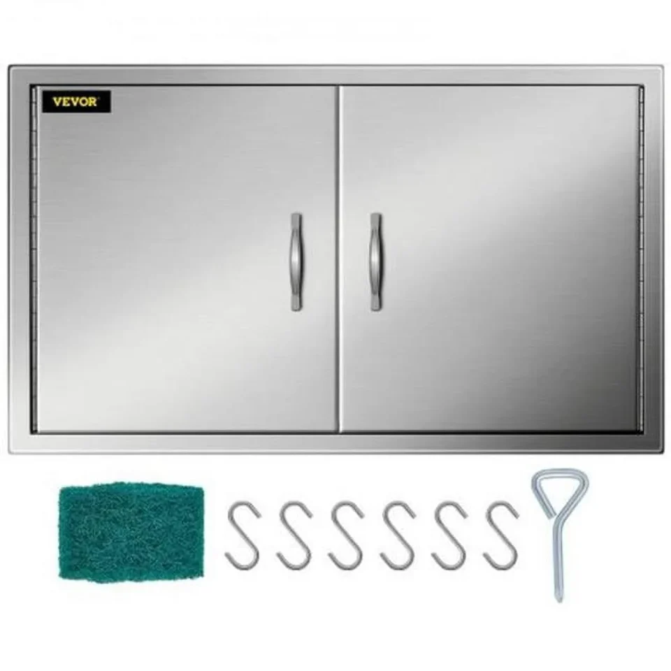 Bamboo Office Vevor 21 x 36 in. Double Stainless Steel Outdoor Kitchen BBQ Access Door for Grill Station Outside Cabinet