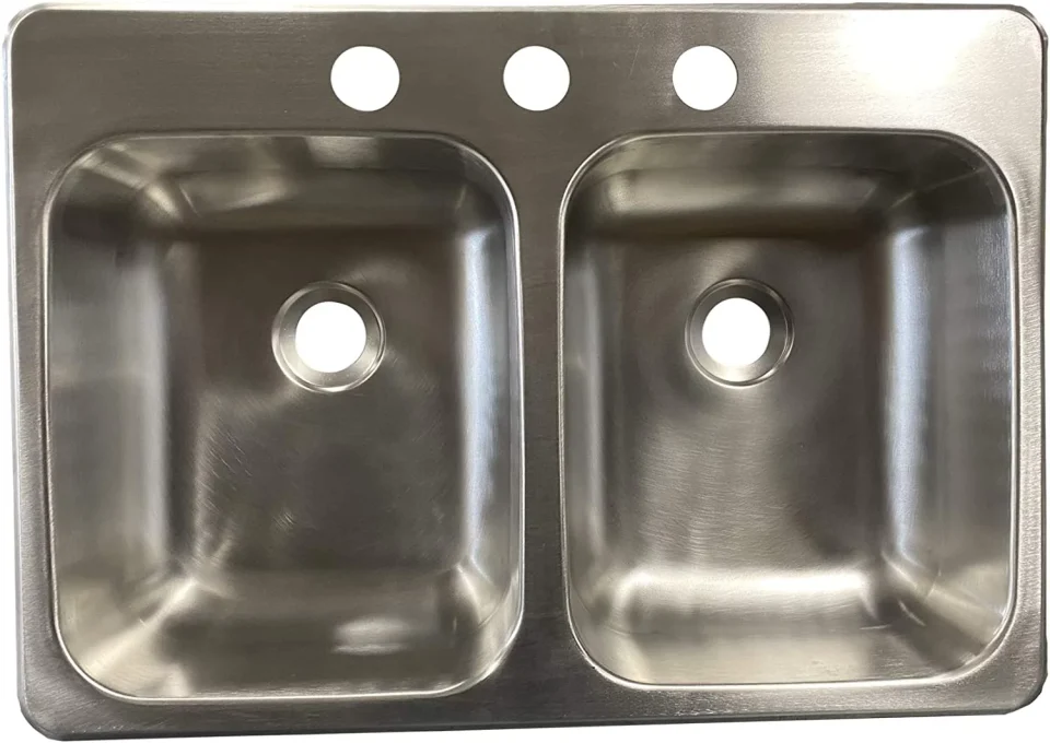 Ultimate Upgraded | 25 X 17 X 5 Stainless Steel Double Bowl Sink | 300 Series Stainless Steel | RV Camper Motor Home Sink | Concession Sink