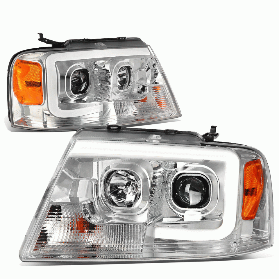Durable 04-08 d F150 Mark LT LED DRL Projector Headlight Headlamp Chrome/ Amber