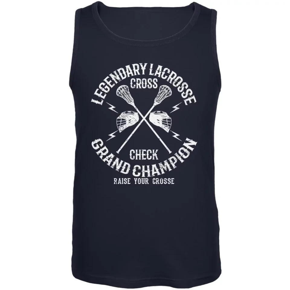 Supreme Lacrosse Cross Check Champion Mens Tank Top Navy LG