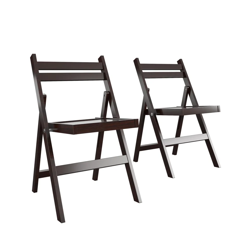 Upgraded Durable COSCO XL Folding Wood Chair, Dark Mahogany, 2-Pack