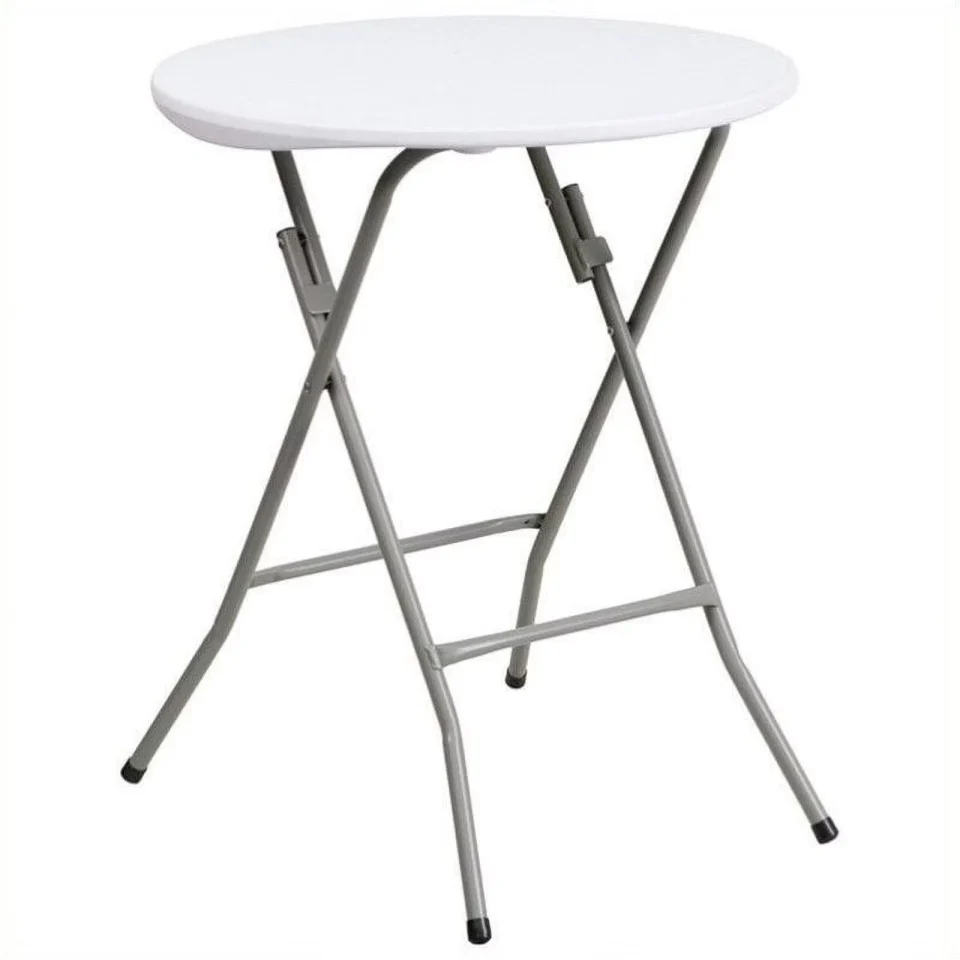 Eco-Friendly Scranton & Co Contemporary Plastic 24 Inch Round Granite Folding Table in White