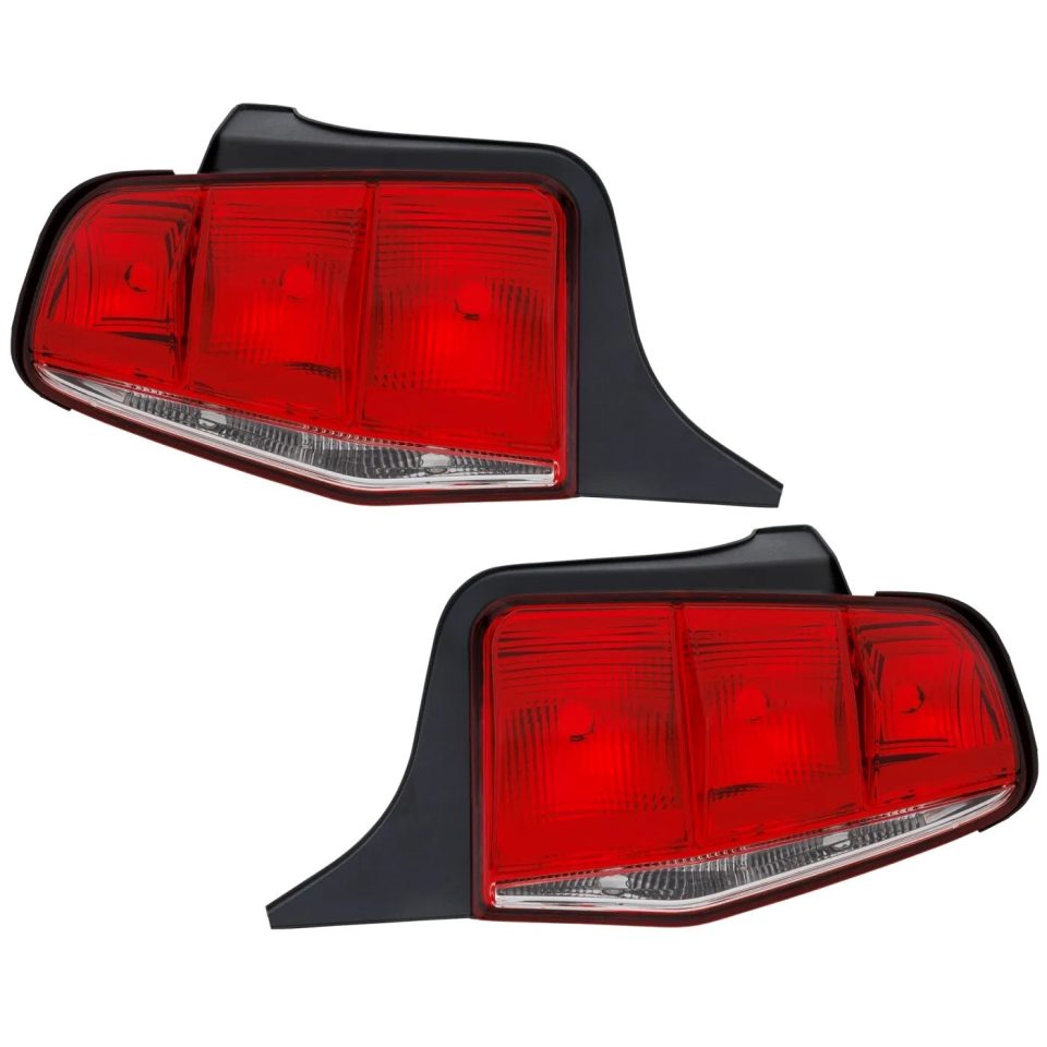 Wooden Lightweight Tail Light For 2010-2014 Ford Mustang Left and Right Clear/Red Halogen Assembly
