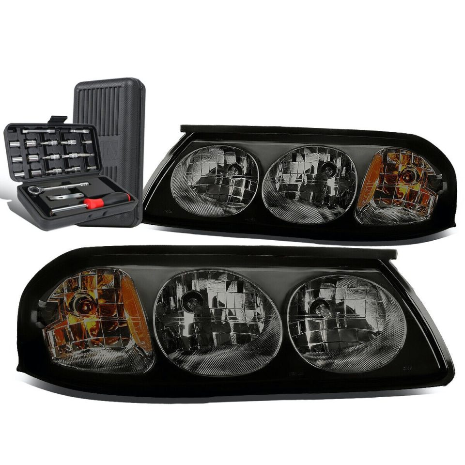 Storage Popular 2000-2005 Chevy Impala Pair Smoked/Amber Side Turn Signal Headlight+Tool Box