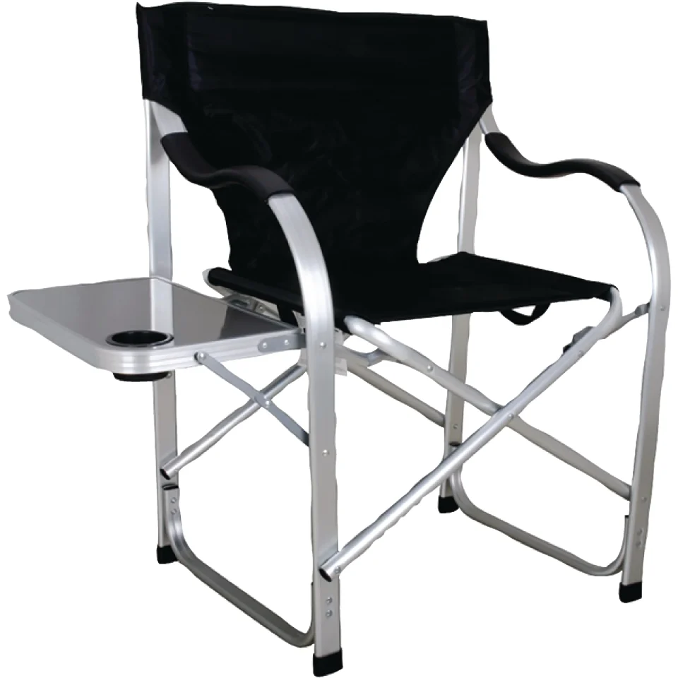 Clear Ming's Mark SL1214 Black Heavy Duty Folding Director Chair with Side Table