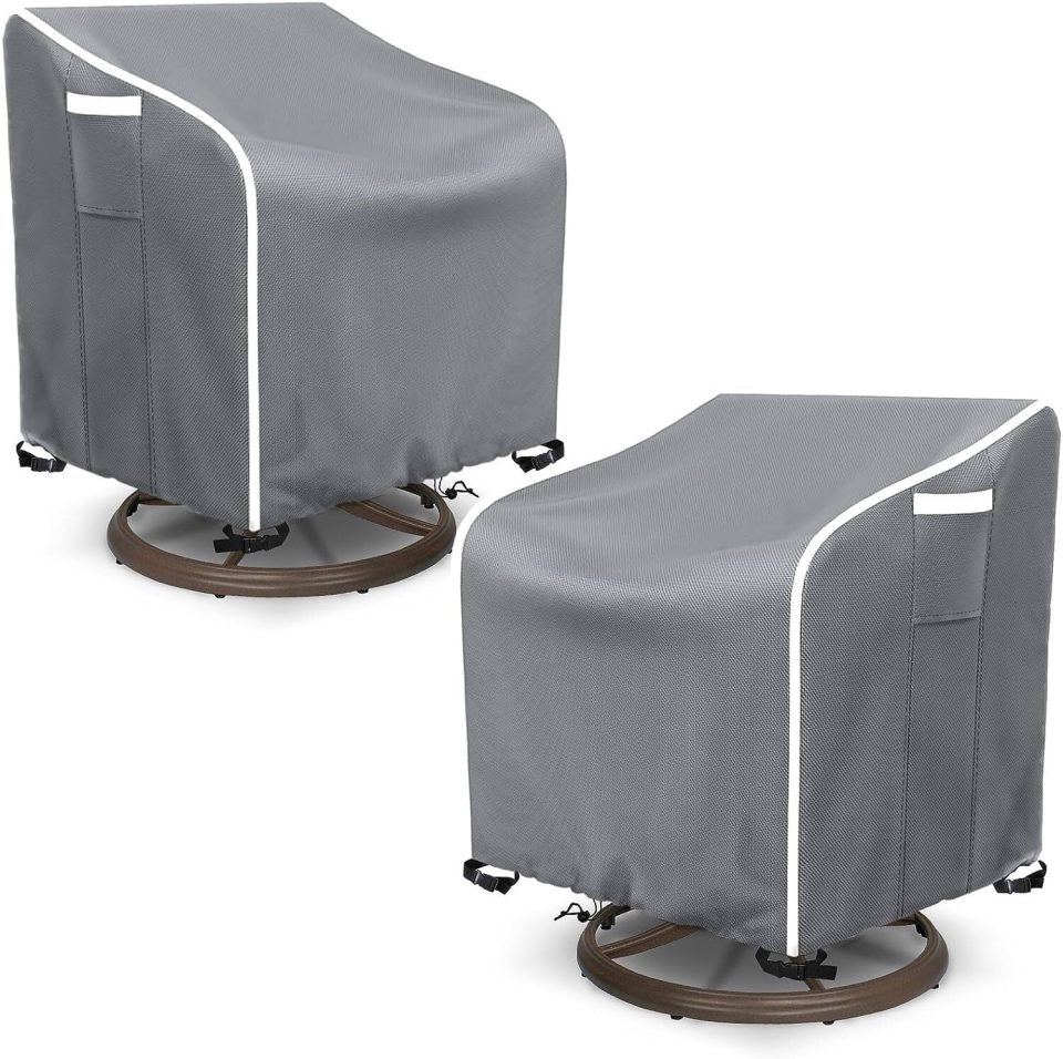 Pure Safe STARTWO Swivel Lounge Chair Cover 2 PackﾣﾬWaterproof Heavy Duty Outdoor Chair Covers,Patio Chair Covers Fit for Outdoor Furniture Patio Chairs 37.5 W X 39 D X 38.5 H Inches