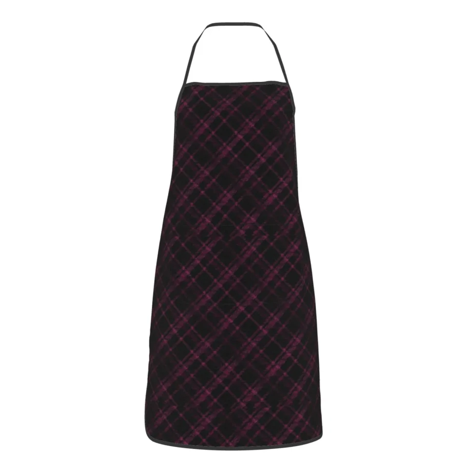 Matte Best-Selling XMXY Chef Aprons with Pockets for Women Men, Black Pink Plaid Background Waterproof Cooking Kitchen Aprons, 28.3 x 20.4 inches
