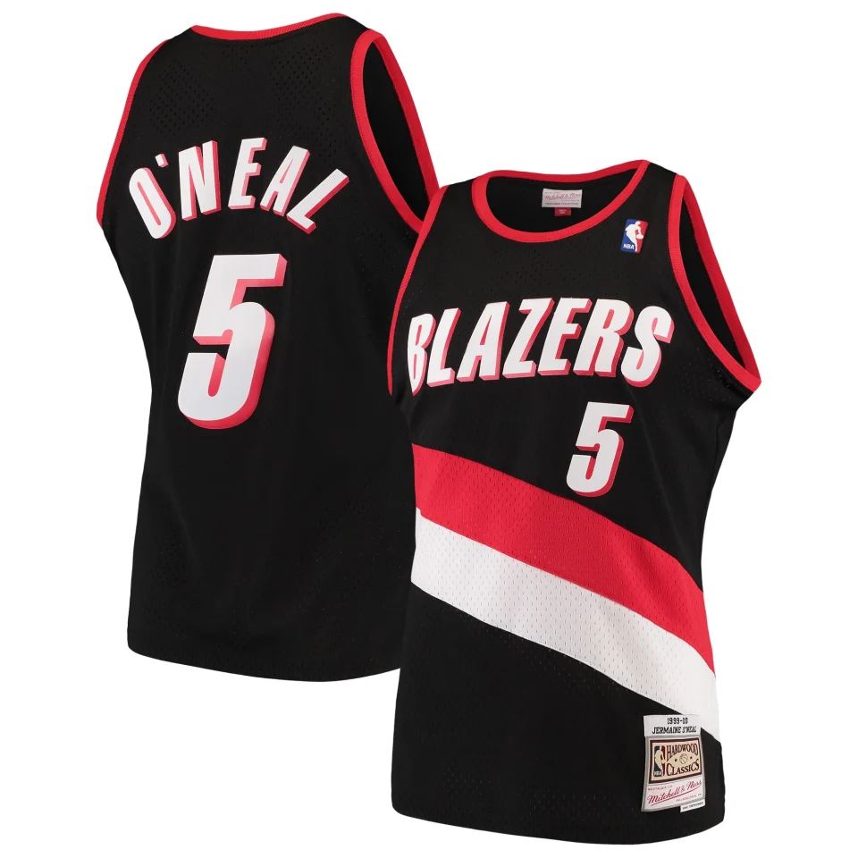 Stainless Steel Best-Selling Men's Mitchell & Ness Jermaine O'Neal Black Portland Trail Blazers 1999/00 Hardwood Classics Swingman Jersey