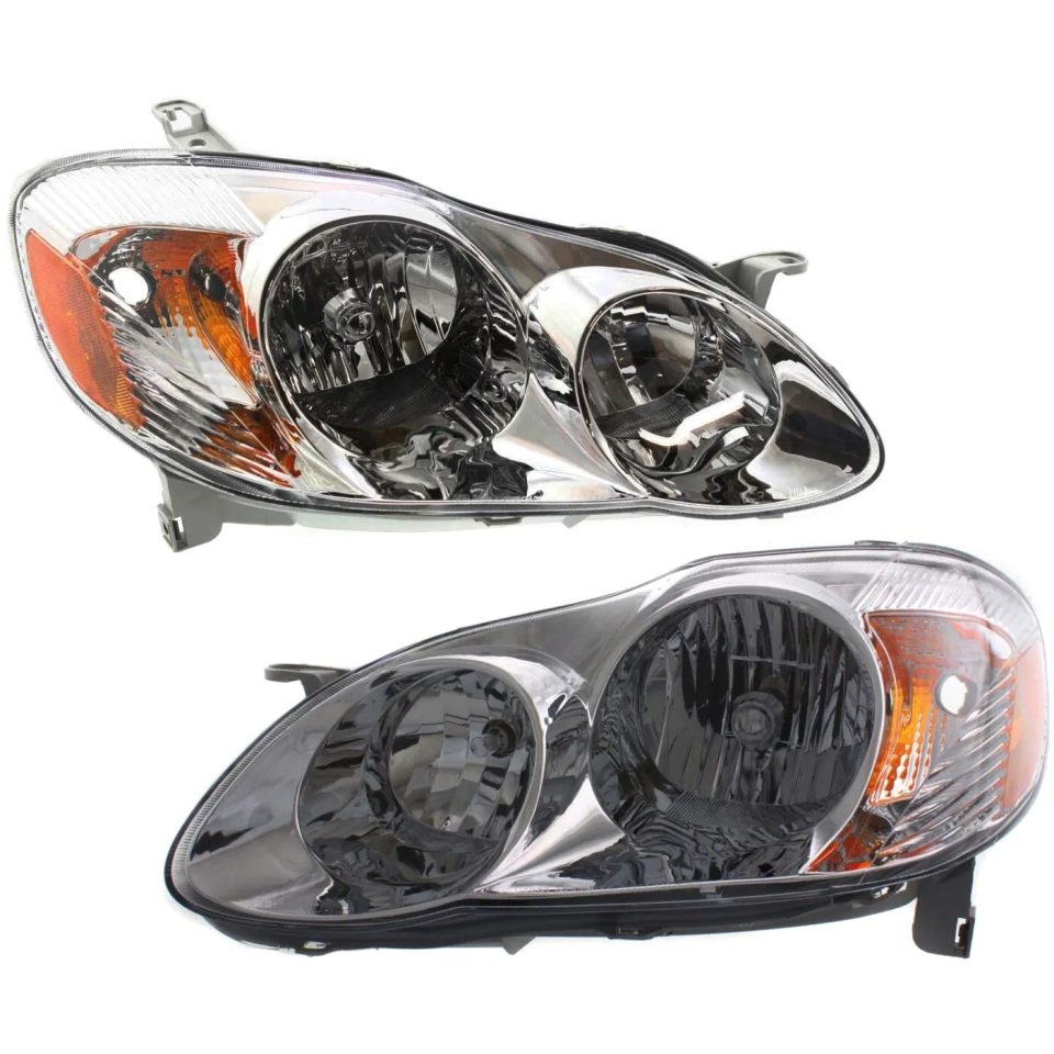 Healthy Easy-Clean Headlight Asembly Set For 03-04 Toyota Corolla LE CE Sedan Left Right With Bulb