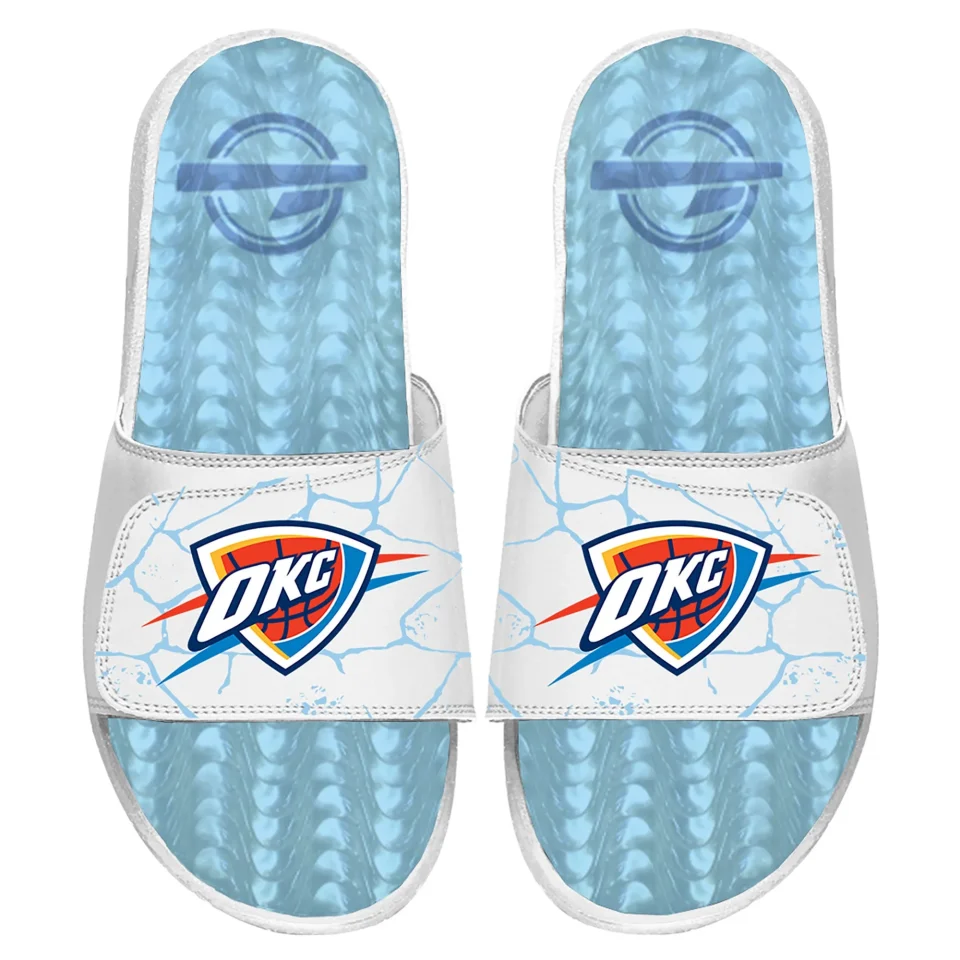 Dining Men's ISlide White Oklahoma City Thunder Ice Gel Slide Sandals