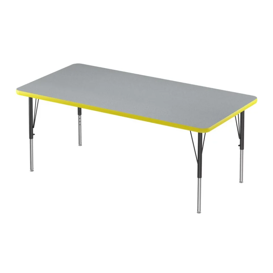 Long-Lasting Correll Inc. Commercial Laminate Top Activity Tables 30x48 RECTANGULAR, GRAY GRANITE BLACK