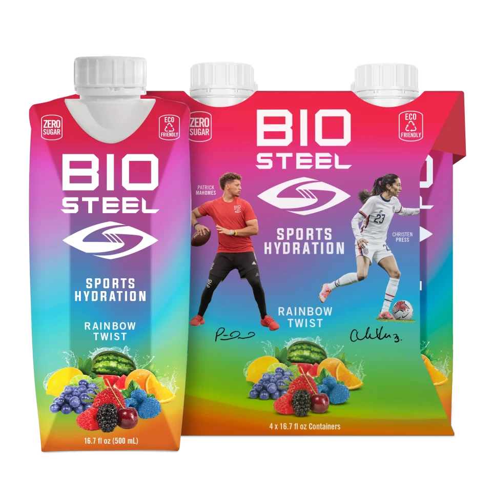 Long-Lasting SPORTS DRINK / BIOSTEEL RAINBOW TWIST - 4 PACK - CLEAN, HEALTHY, HYDRATION