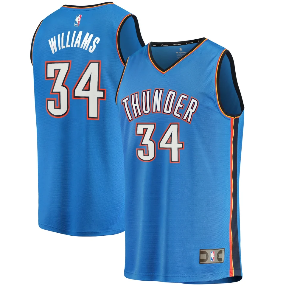 Supreme Men's Fanatics Branded Kenrich Williams Blue Oklahoma City Thunder 2021/22 Fast Break Replica Jersey - Icon Edition