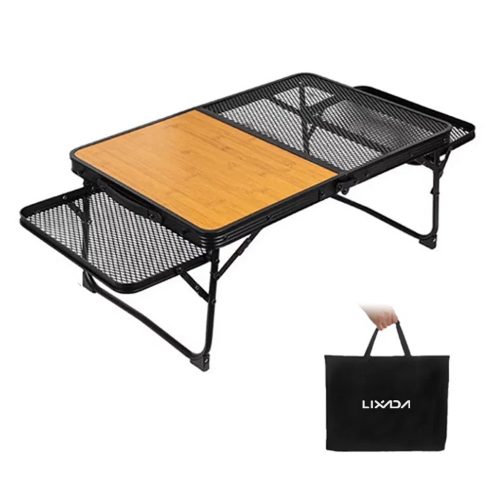 Matte Clear Lixada Folding Table, Easy-to-Set-Up Picnic Cooking Station, Food Prep Table for Camping and Outdoor Use