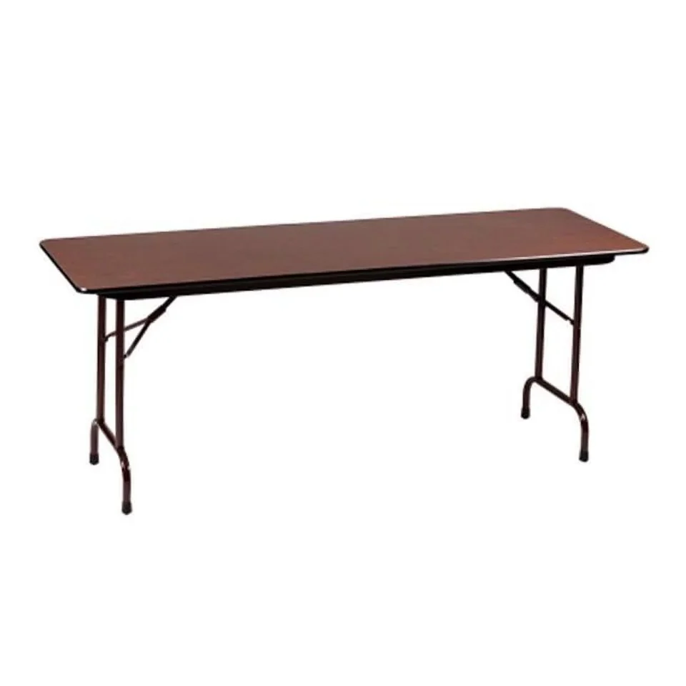 Premium Prime Correll 22-32H Adjustable Height Melamine Top Folding Table in Walnut