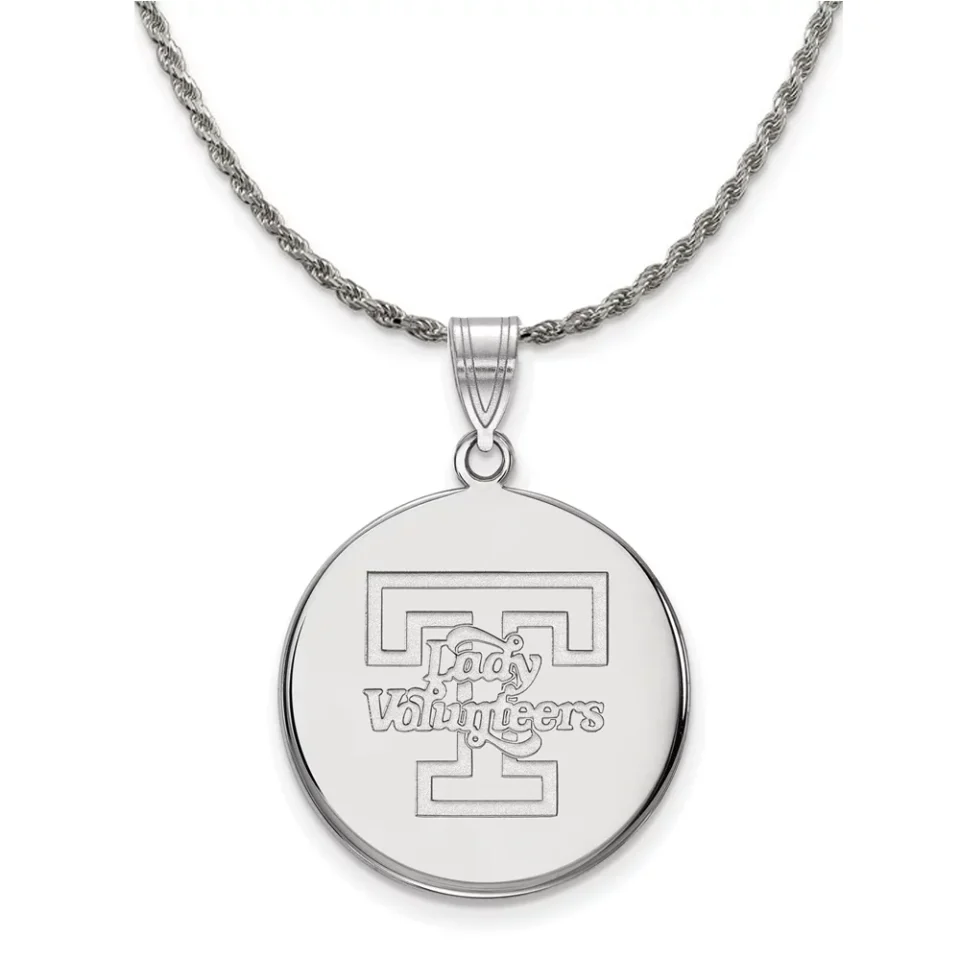 Value Sterling Silver U. of Tennessee Large Lady Vols Disc Necklace, 26 Inch