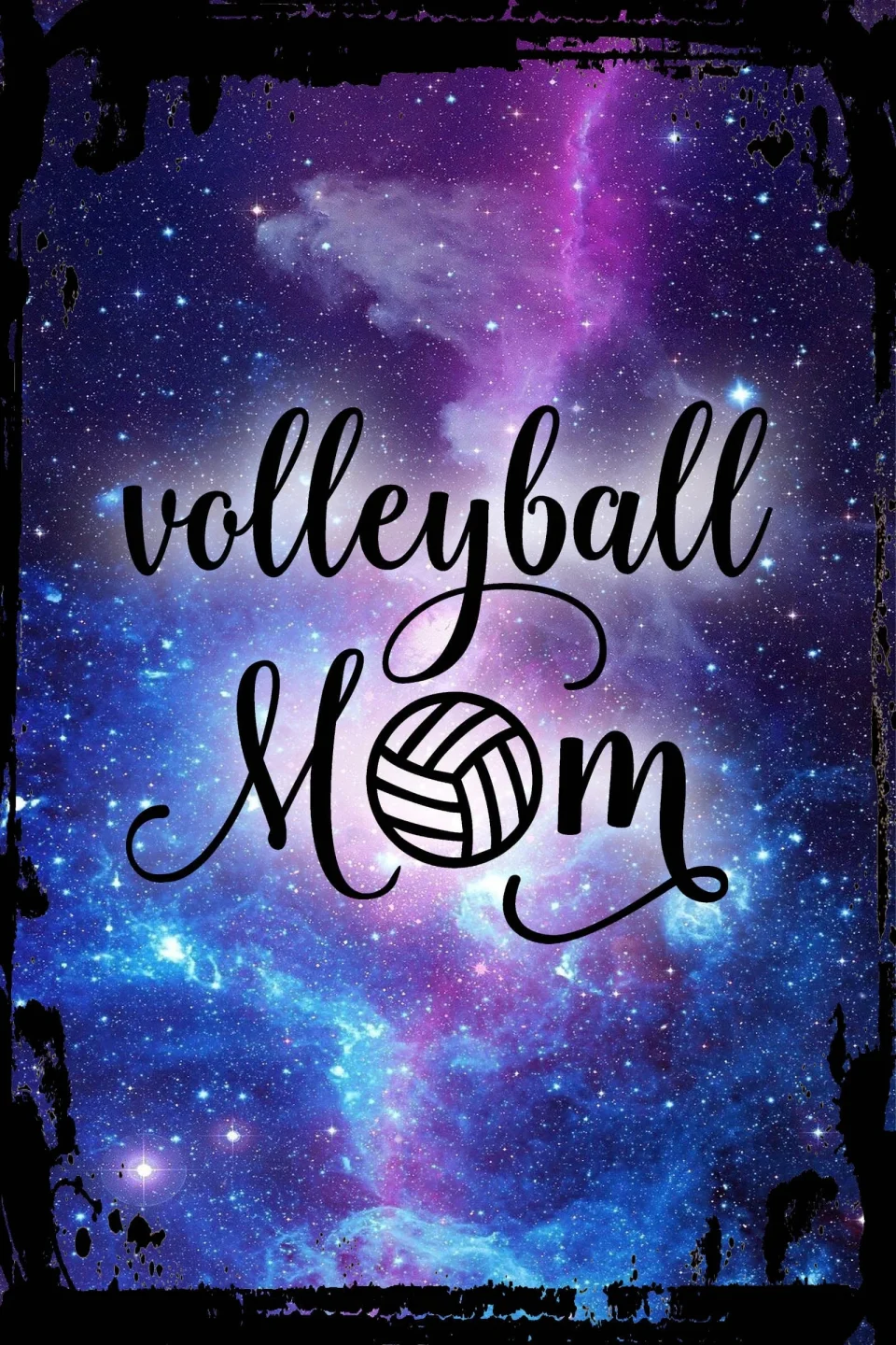 Eco-Friendly Versatile Galaxy Inspirational Wall Art Volleyball mom cursive support parent love sports Metal Wall Art Decor Funny Gift