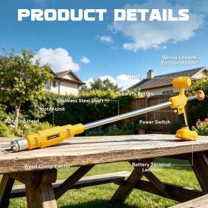 Dining Stand Up Weed Puller. Ecarke Brushless Electric Weed Puller. Compatible with DeWalt 20V Battery