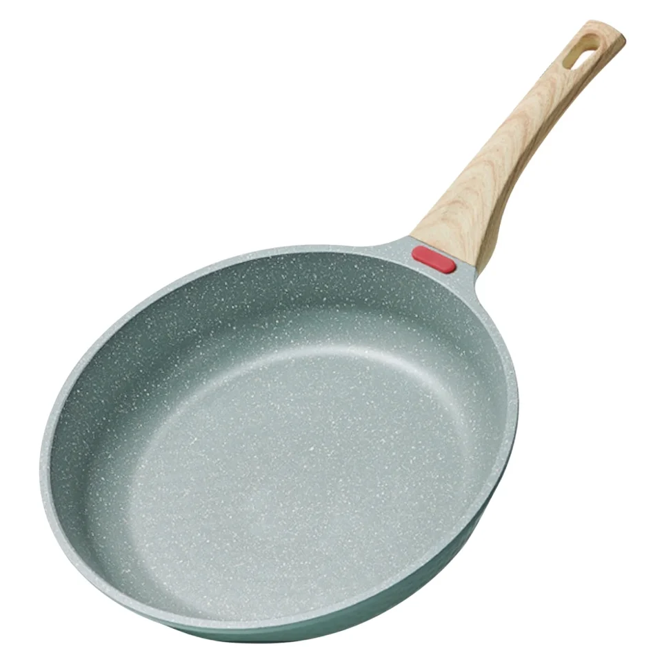 Thickened Anself Maifan Stone Frying Pan Non-stick Skillet for Food Cooking with Wood Handle