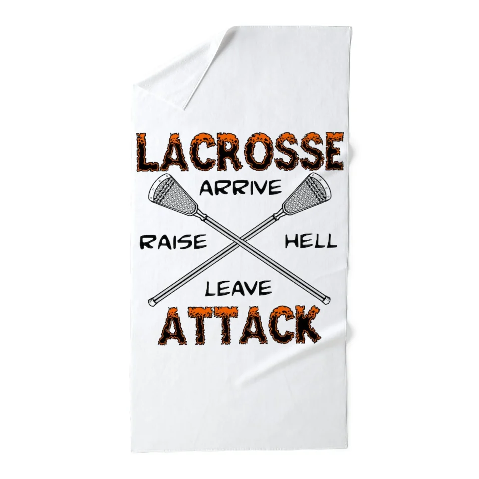 Space-Saving CafePress - Lacrosse Attack - Large Beach Towel, Soft 30x60 Towel with Unique Design