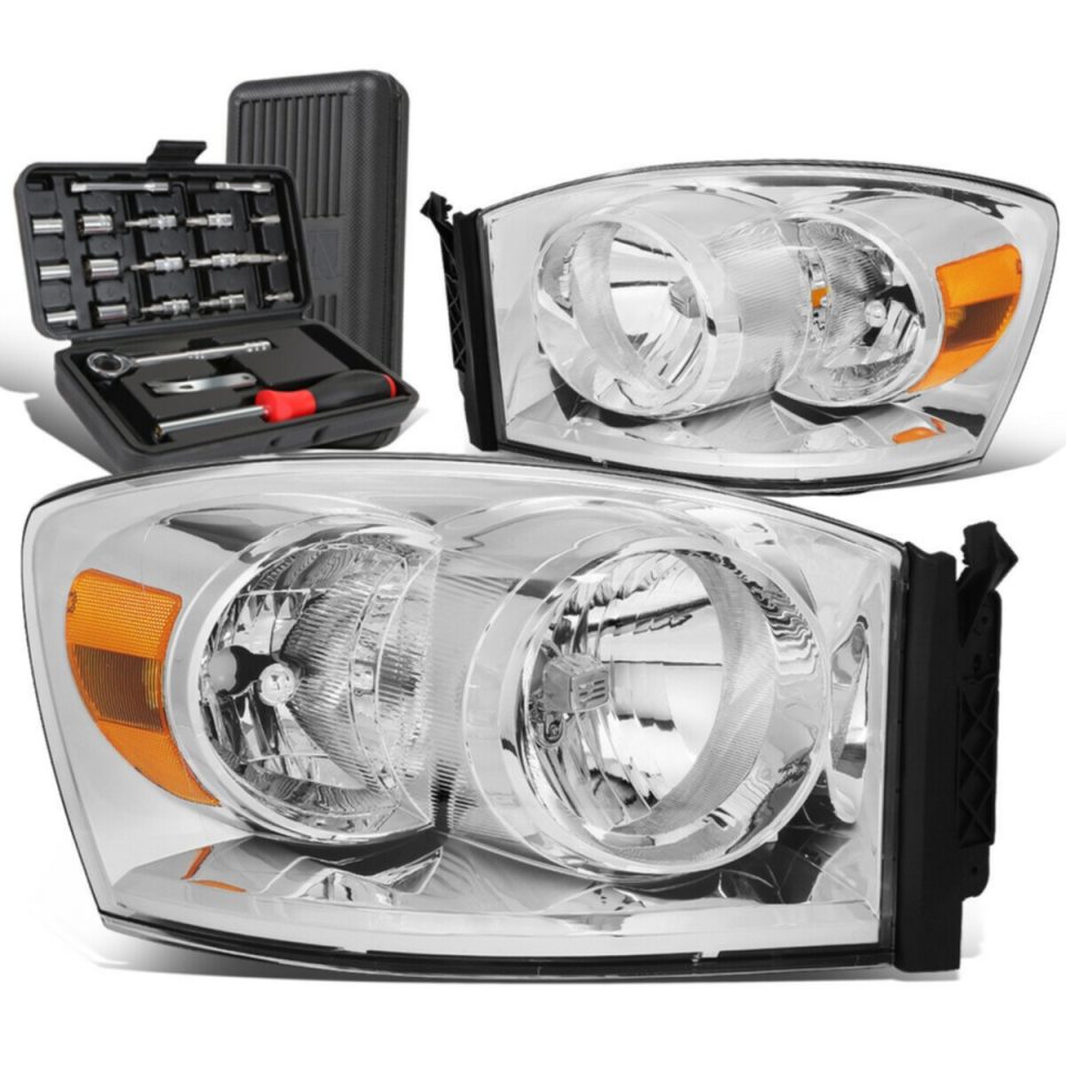 Non-Toxic Space-Saving 2006-2009 Dodge Ram 1500 2500 Chrome Housing Amber Side Headlights+Too