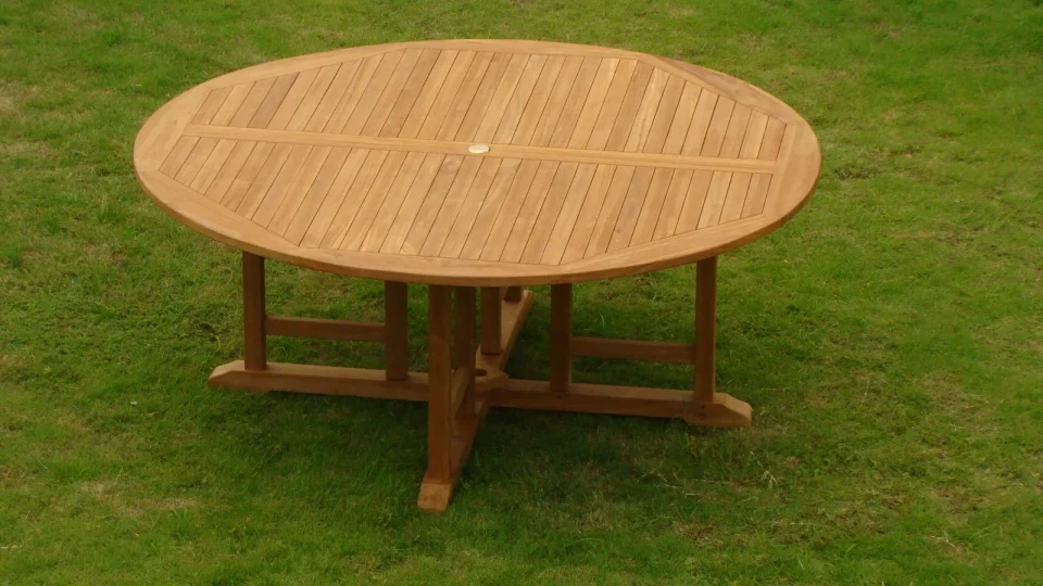 Natural 72 Round Dining Table Outdoor Patio Grade-A Teak Wood WholesaleTeak #WMDT72