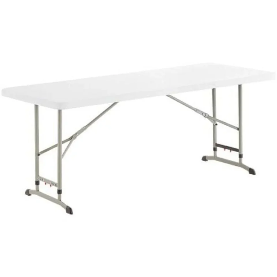 Storage 30''W x 72''D Granite White Plastic Folding Table with 29-39 Adjustable Height - 6-Foot Granite White Plastic Folding Table with Height Adjustable