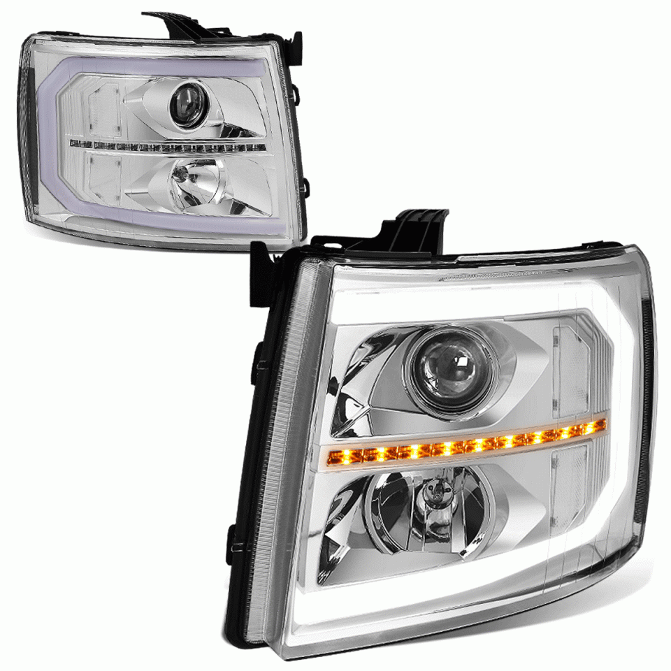 Bamboo 2007-2014 Silverado 1500 LED DRL Tube Sequential Signal Projector Headlight