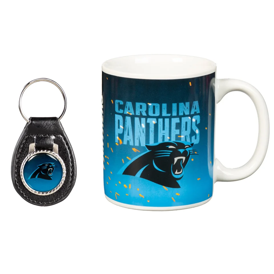 Natural Clear Carolina Panthers 11oz. Ceramic Coffee Cup & Leather Keychain Gift Set