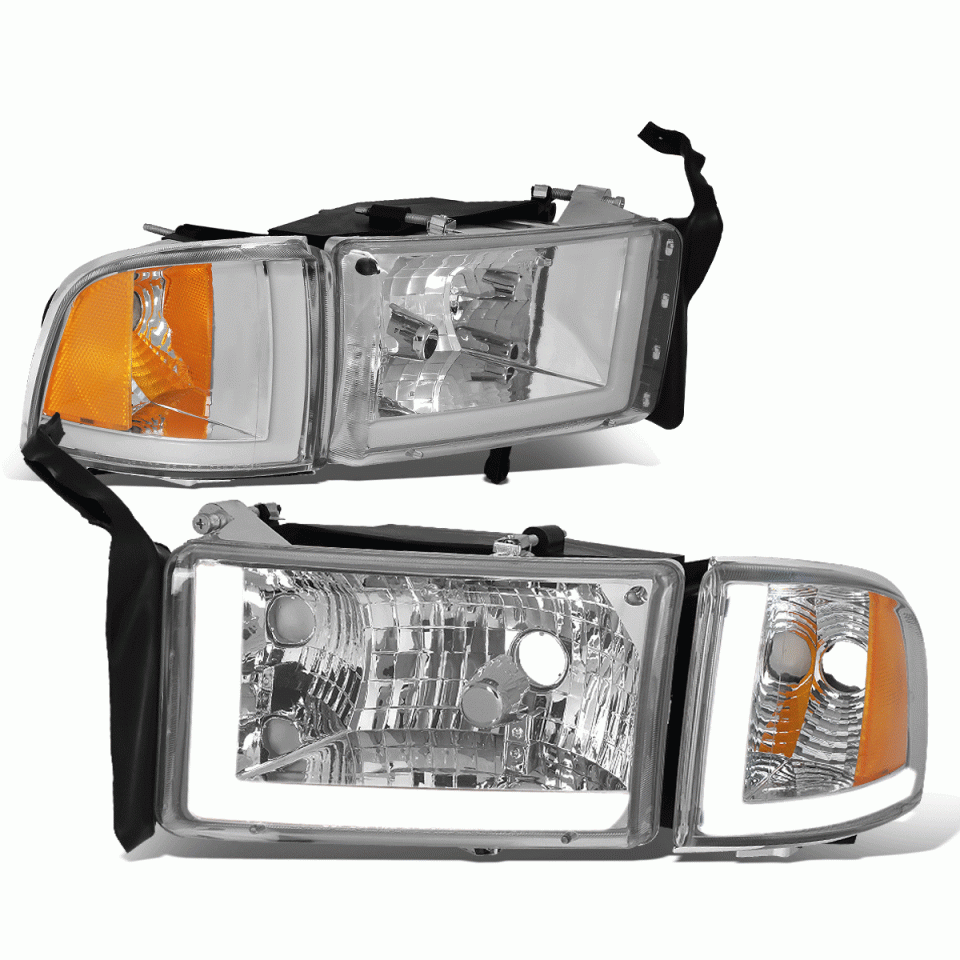 Popular LED DRL 94-02 Dodge Ram Truck Chrome Housing Amber Corner Headlight/Lamp