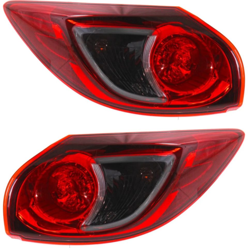 Cooking Halogen Tail Light Set For 2013-2016 Mazda CX-5 Outer Clear/Red w/ Bulbs 2Pcs