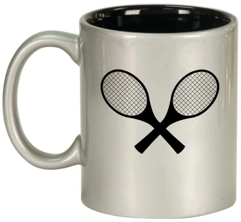 Cooking Tennis Racquets Ceramic Coffee Mug Tea Cup Gift for Her, Him, Friend, Coworker, Wife, Husband (11oz Silver)