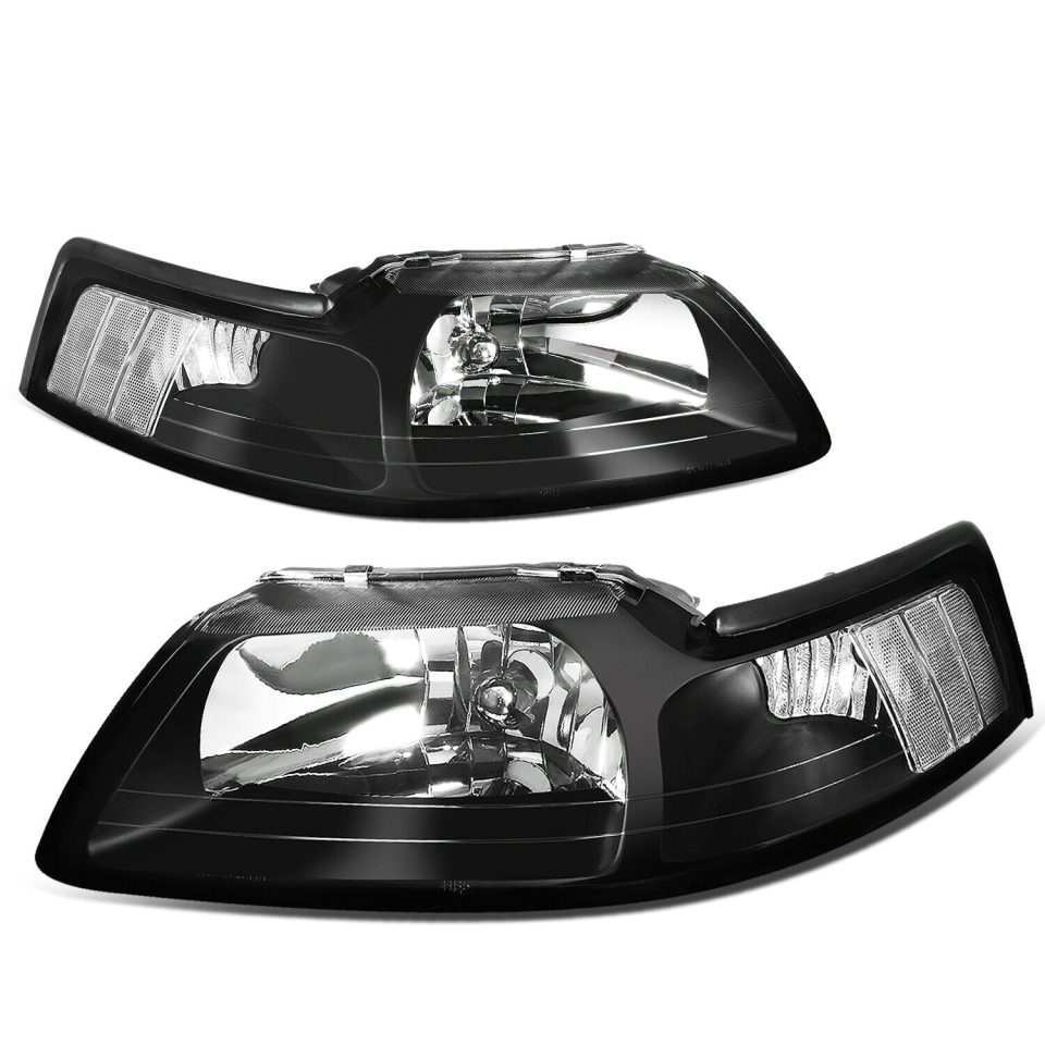Versatile 1999-2004 d Mustang Pair Black Housing Clear Corner Headlight/Lamp Set