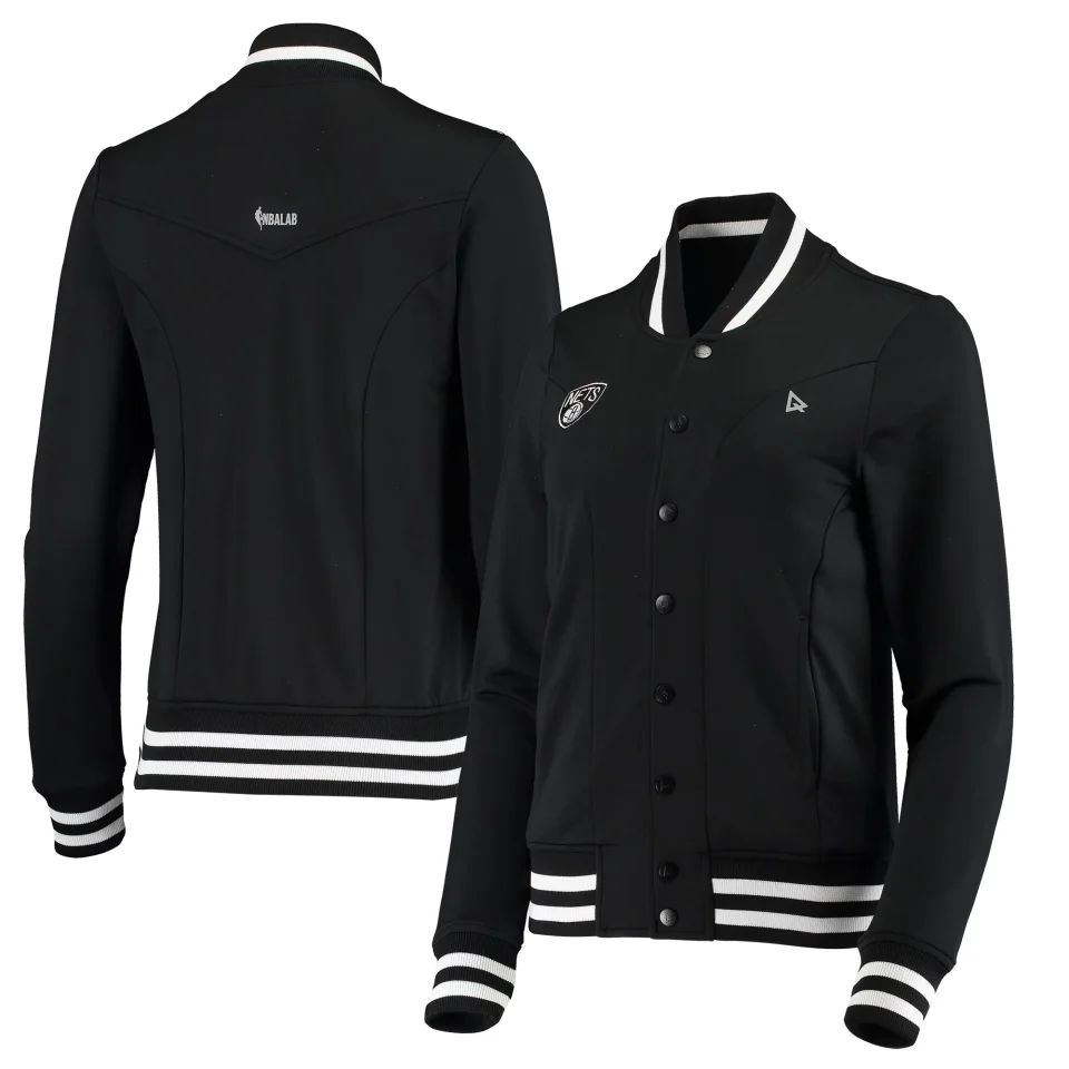 Pure Core Women's Qore Black Brooklyn Nets Nostalgic Full-Snap Tracksuit Jacket