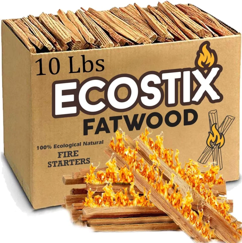 Cast Iron Home Approx. 120 Eco-Stix Fatwood Starter Kindling Firewood Sticks Wood Stoves Camping Firestarter Fire Pit BBQ, 10 Lbs