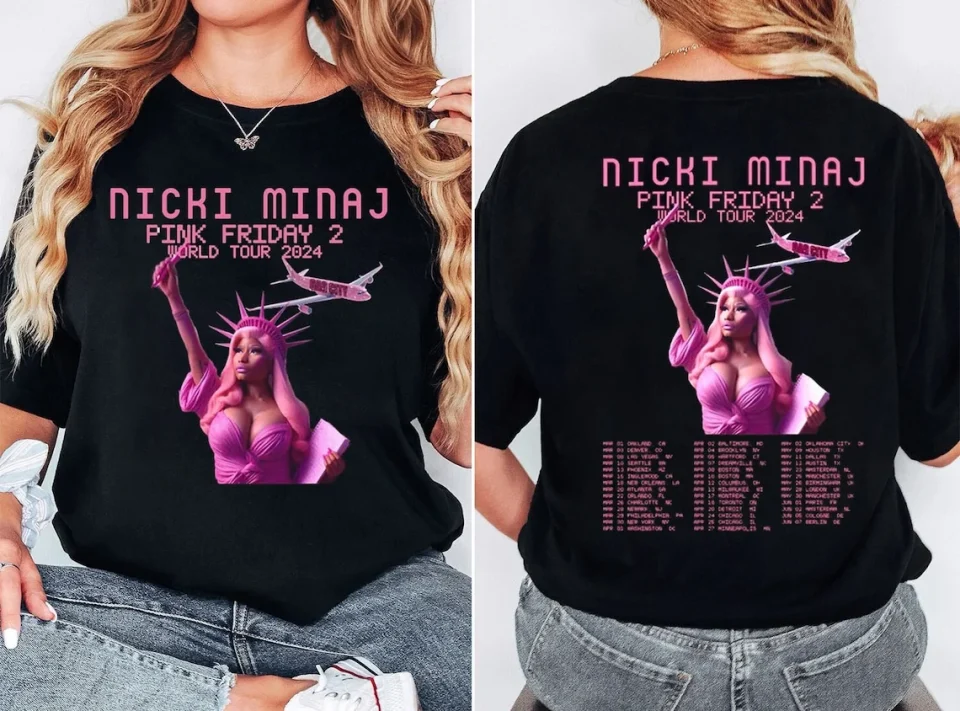 Frosted Dining Nicki Minaj 2 Sided Shirt, Limited Nicki Minaj Pink Friday 2024 World Tour Vintage Shirt, Gag City Shirt, Nicki Minaj Statue Shirt