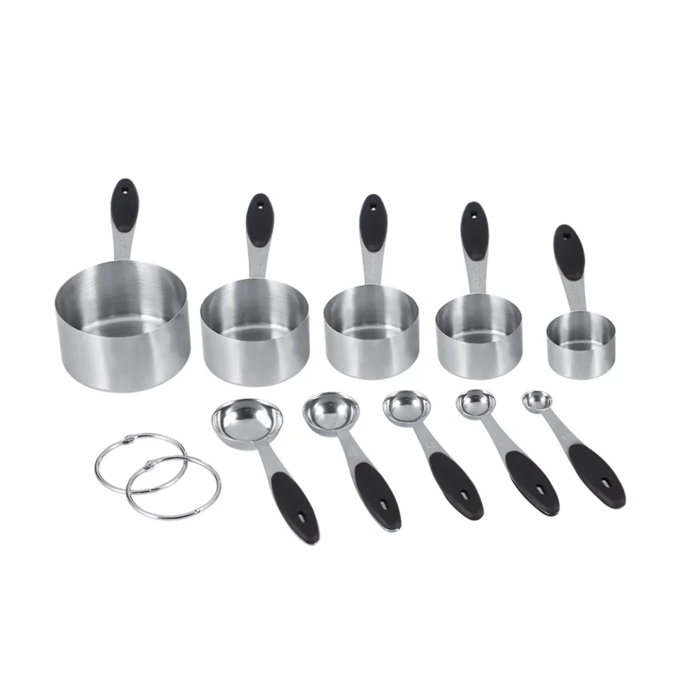 Non-Toxic Jadeshay Stainless Steel Measuring Cups and Spoons Set, 10 Piece Stackable Cups and Spoons with Clearly Scale, Kitchen Gadgets for Cooking & Baking
